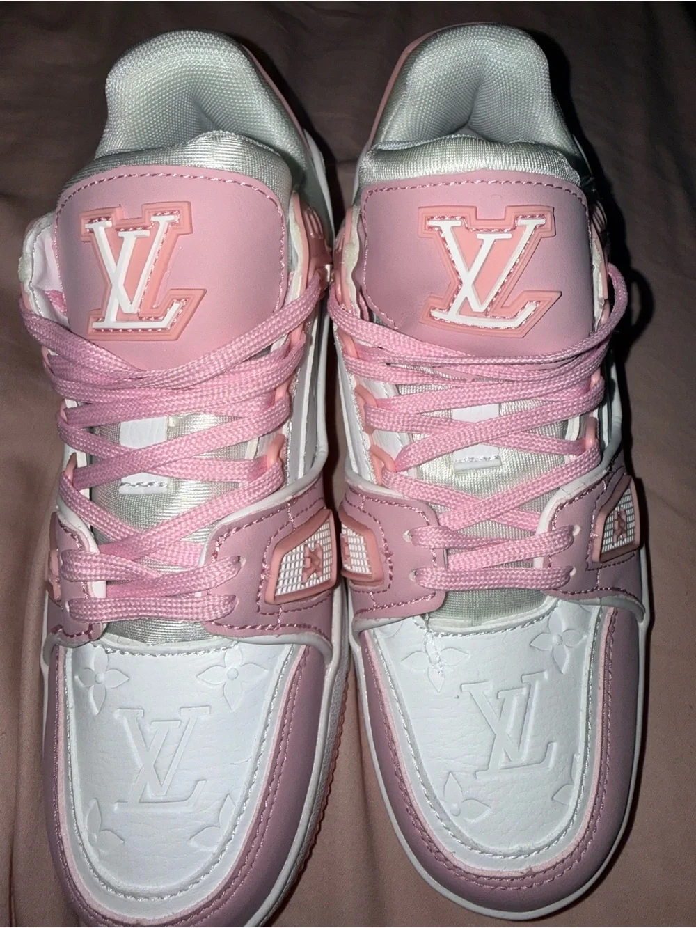 Louis Vuitton Kids' Pink & White Designer Sneakers